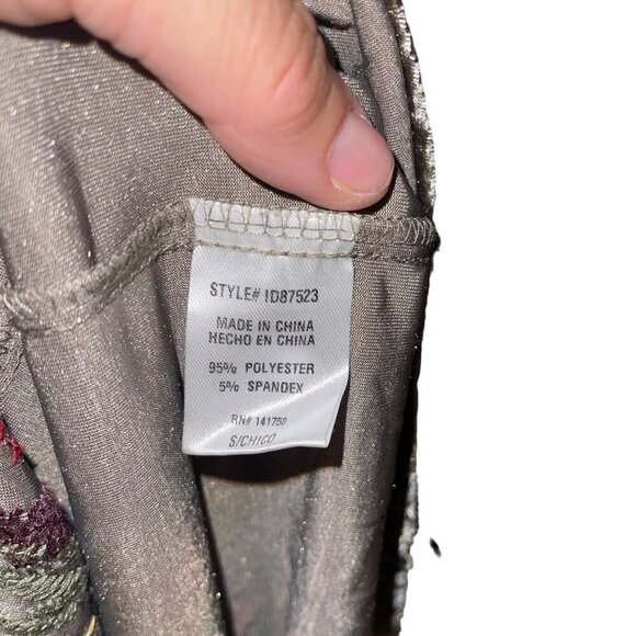 Orange Creek Womens Dress Size Small Green Crushed Velvet Embroidered Floral - Picture 8 of 9